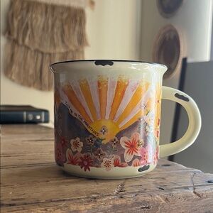 NATURAL LIFE Ceramic Mug with Sunrise and Floral Design
